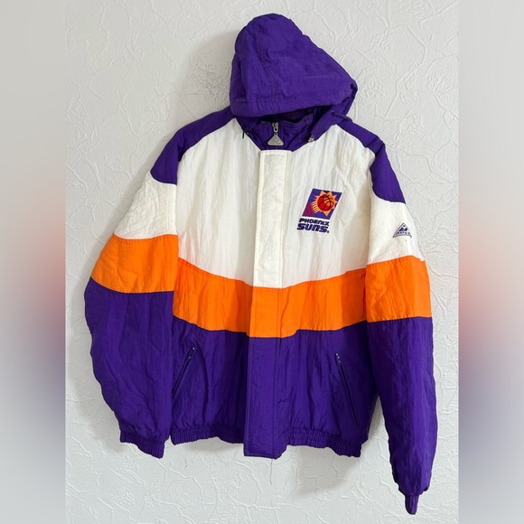 Vintage 90s NBA Phoenix Suns Puffer Jacket Men's Size XL Apex One SIGNED NICE